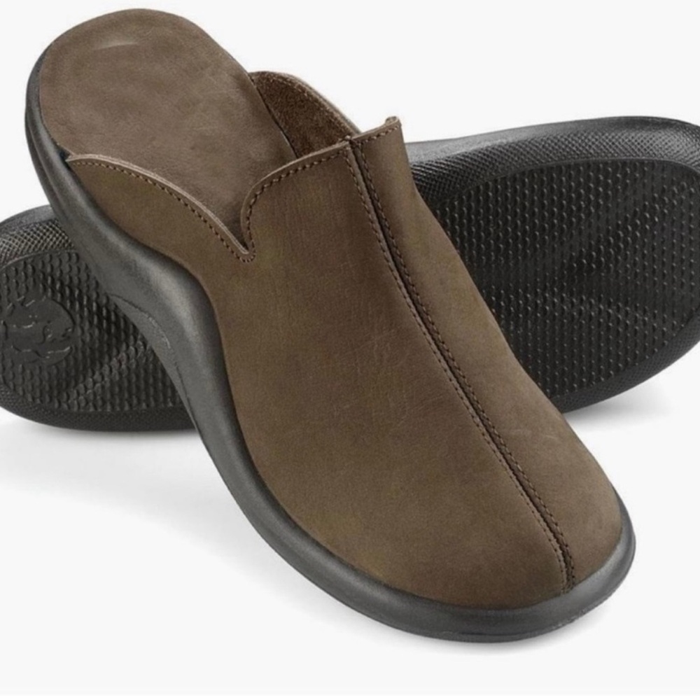 10-10.5 The Gentlemen’s Brown Leather Hammacher Schlemmer Walk On Air Slippers